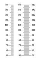 Set of kids height charts from 50 to 150 centimeters. Templates for wall growth sticker isolated on a white background. Meter wall or growth ruler. Simple graphic collection. Vector illustration. Eps.