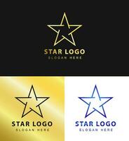 Silver and gold vector graphic, for company leader symbol with star shape. star logo