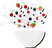 Illustration on theme big set different types dessert sweet milk cereal in bowl png