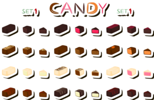 ilustração sobre o tema lindo conjunto grande bombom doce de chocolate png