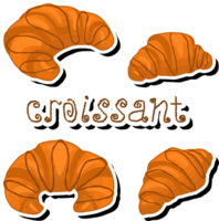 Illustration on theme fresh French croissant, baked goods for morning breakfast png