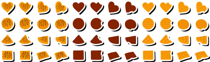 ilustración en tema grande equipo diferente tipos galleta gofre con celúla, postre Galleta png