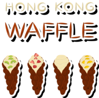 Illustration on theme big kit different types cone waffle with bubbles for dessert biscuit png