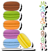 ilustração em tema grande conjunto fresco colorida macarons para manhã café da manhã png