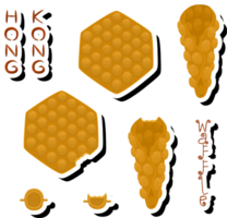 Illustration on theme big kit different types cone waffle with bubbles for dessert biscuit png