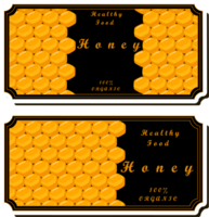 Illustration on theme for label of sugary flowing down honey in honeycomb with bee png