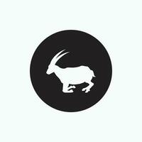 vector icon - half stand goat isolated on black circle - flat silhouette style