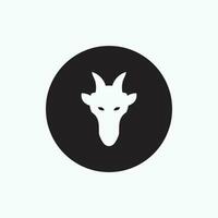vector icon - face goat isolated on black circle - flat silhouette style