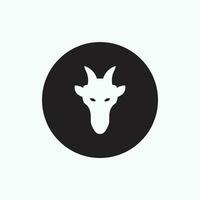 vector icon - face goat isolated on black circle - flat silhouette style