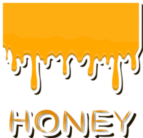 Drop of bee honey drip from hexagonal honeycombs filled with golden nectar png