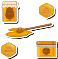 Illustration on theme sugary flowing down honey in honeycomb with bee png