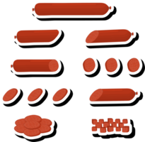 Illustration on theme big set different types delicatessen meat sausages png