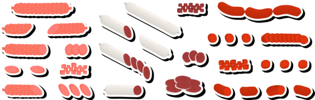 ilustração sobre o tema grande conjunto de diferentes tipos de salsichas de charcutaria png