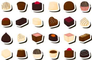 ilustración sobre el tema hermoso conjunto grande bombón de caramelo de chocolate dulce png
