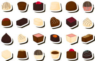 illustration på tema vacker stor uppsättning söt choklad godis bonbon png