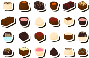 Illustration zum Thema schönes großes Set süße Schokoladenbonbons png