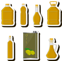 Illustration on theme big kit oil in different glass bottles for cooking food png