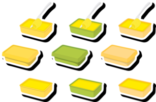Illustration on theme big colored set different types creamy butter png