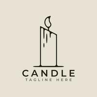 candle light line art logo icon and symbol, vector illustration minimalist design
