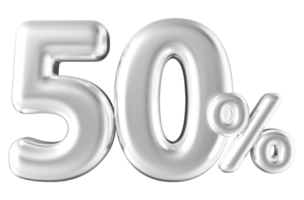 50 percentage off sale discount - 3d white number promotion png