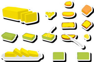 Illustration on theme big colored set different types creamy butter png