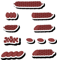 Illustration on theme big set different types delicatessen meat sausages png