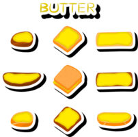 Illustration on theme big colored set different types creamy butter png