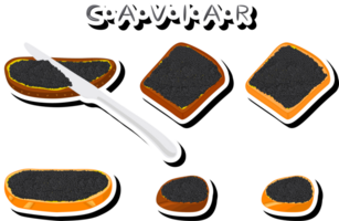 big set various types fish caviar, bread different size png