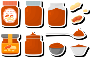 Illustration on theme big colored set different types peanut butter png