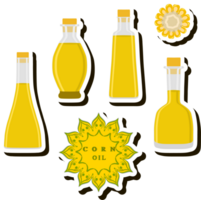 Illustration on theme big set different types liquid oil, bottle various size png