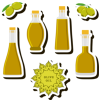 Illustration on theme big set different types liquid oil, bottle various size png