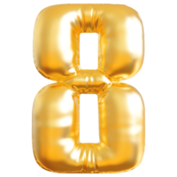 Gold bubble number 8 png