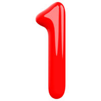 Bubble red number 1 png