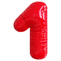 Bubble red number 1 png