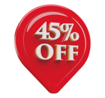 45 percentage off sale discount - 3d rad number promotion png