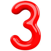 Bubble red number 3 png