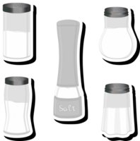 Illustration on theme big set different types ware filled salt for organic cooking png