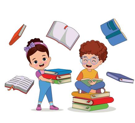 Cute Little children reading book