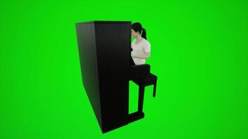 3d green screen the photographer's girl playing the piano in Asian bars from three cornered angle video