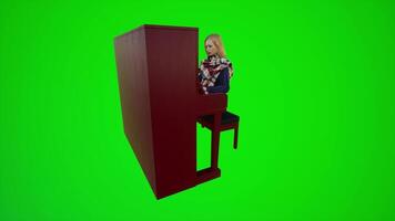 3d green screen doctor dancer playing the piano in Asian bars from three corner angle video