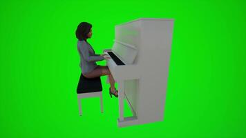 3d Grün Bildschirm Frau spielen das Klavier im ein afrikanisch Bar von Seite Winkel video