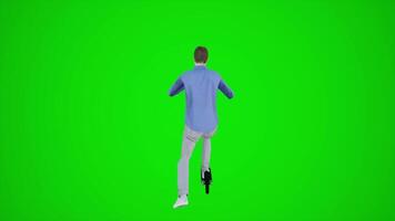 3d green screen teenage boy riding scooter in the park from the back video