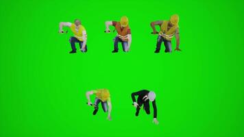 3d green screen construction workers hitting something with hammer from the front angle video