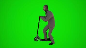 3d green screen an African doctor riding scooter in the streets of Africa from side angle video