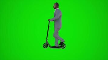 3d Grün Bildschirm ein afrikanisch Arzt Reiten Roller im das Straßen von Afrika von Seite Winkel video