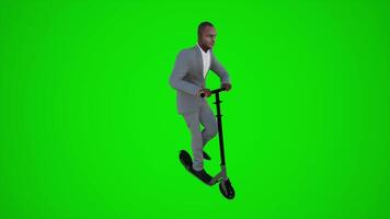 3d green screen an African doctor riding scooter in the streets of Africa from three cornered angle video