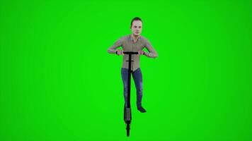 3d green screen an Asian baker boy riding scooter in the streets of Asia from the front angle video