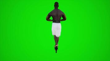 3d Grün Bildschirm ein afrikanisch Schwimmer Reiten Roller im das Straßen von Afrika von das zurück Winkel video
