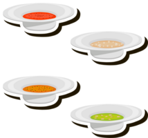 Illustration on theme big set various types beautiful tasty edible hot homemade soups png