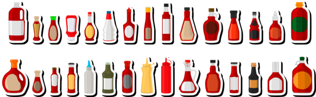 Illustration on theme big kit varied glass bottles filled liquid red wine vinegar png